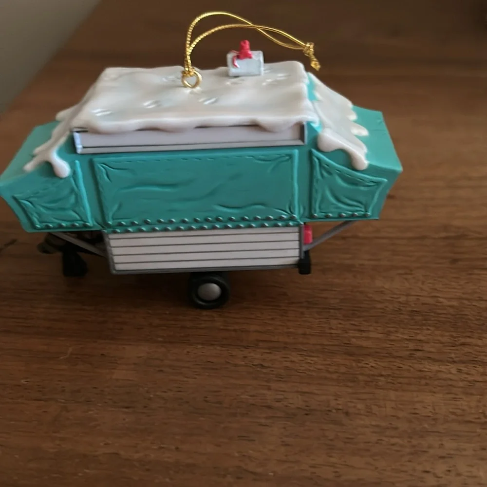 Holiday Camper Ornament with Bear